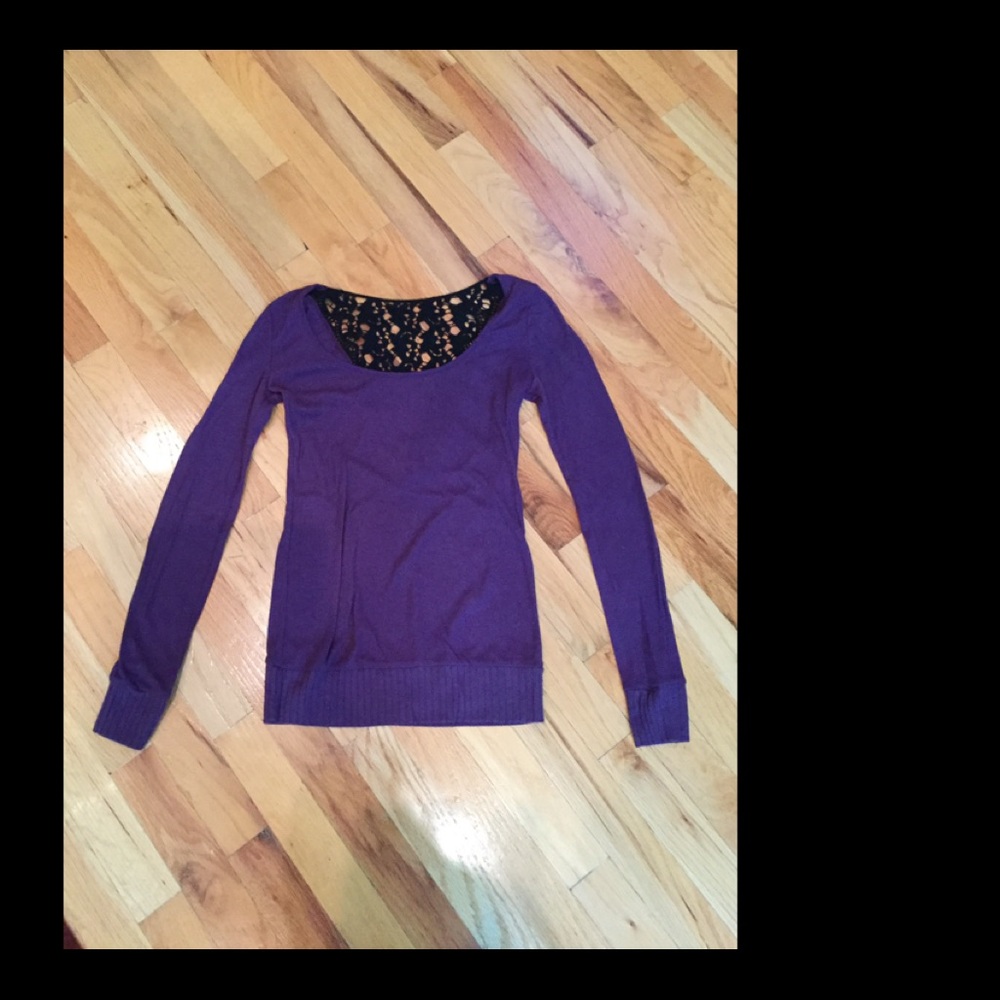 Purple long sleeve shirt with lace back detailing